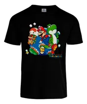 Comprar Playera Super Mario World Snes Mario Bros Yoshi Bowser Black