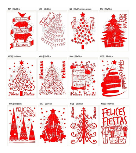 Vinilos Vidrieras Arboles Navidad Navideños Felices Fiestas Reyes Tematicos Ploteo Pared