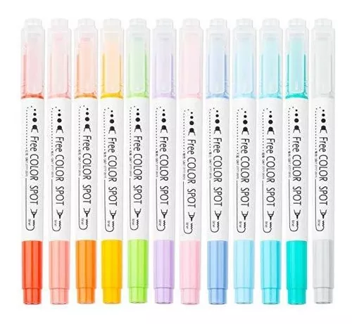 Anime Illustrating Drawing Hand Lettering Technical Drawing Workable 0.5mm 3mm NiArt Dual Tip DOT Marker Pens 12 Colors Round DOT Fiber Fine Tip for Art Double-Ended Journal Coloring Sketching 