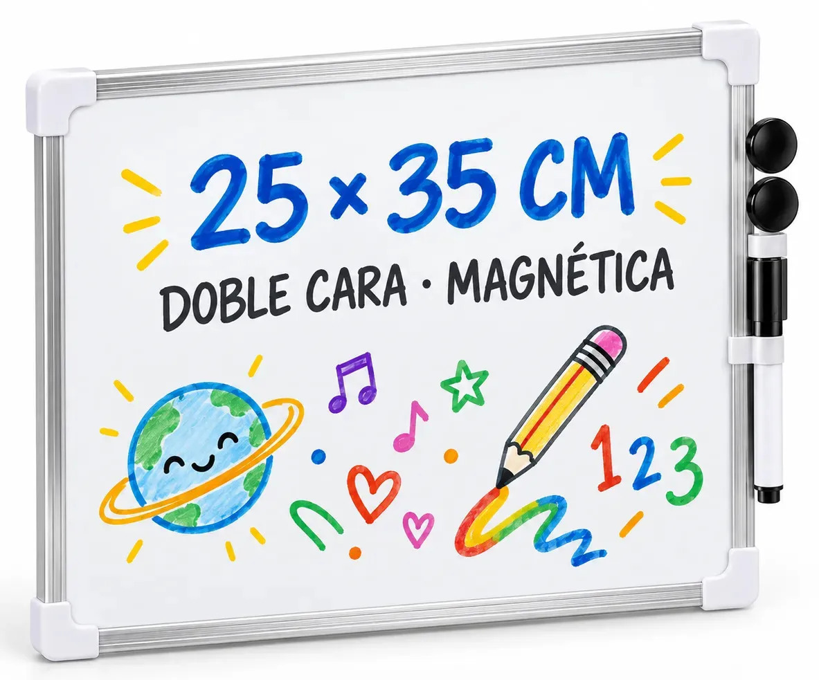 Pizarrón Blanco Magnético 25x35 Cm Con Marcadores Y Borrador Infantil Escolar Para Niños Oficina