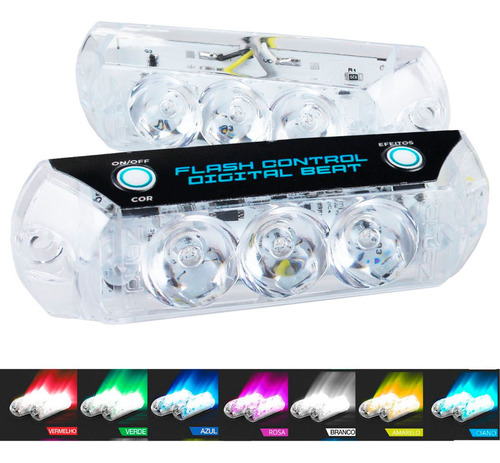 Kit Strobo Flash Beat Ir Zendel Controle Som Automotivo Rgb