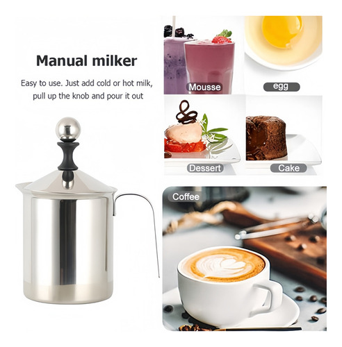 A Espumador De Leche Manual Con Tapa De Mango