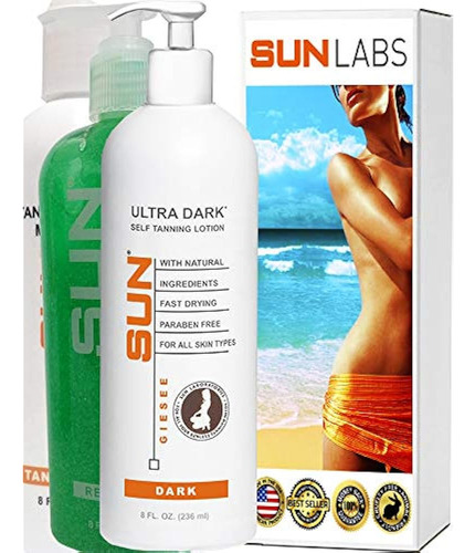 Sun Labs Ultra Dark 8 Oz Set W  Tan Maintainer And Exfoliant