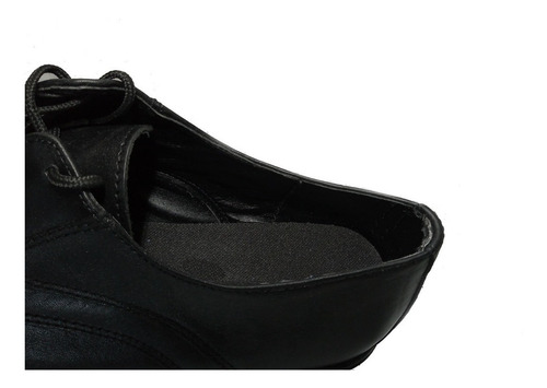 Imagen 5 de 6 de Zapato Negro Cuero Con Cordón Punta Cuadrada