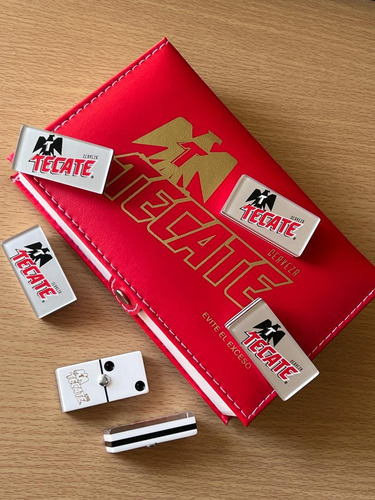 Domino Tecate Plata Profesional + Cubilete Tecate + Dados