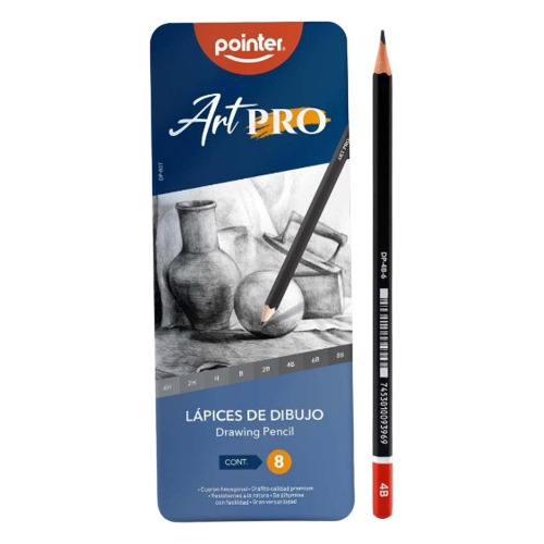 Lápiz De Dibujo  Pointer Caja De Metal 8 Unidades