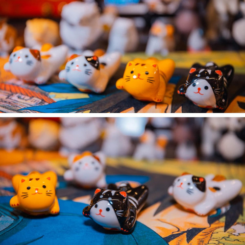 Juego De 5 Palillos De Gato, Porcelana, Estilo Japonés...