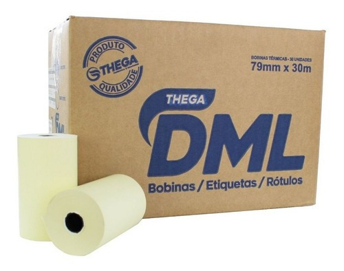 DML Bobina Para Cupom Fiscal Ecf Pdv Recibo 80x40 Cx30 Cor Amarelo