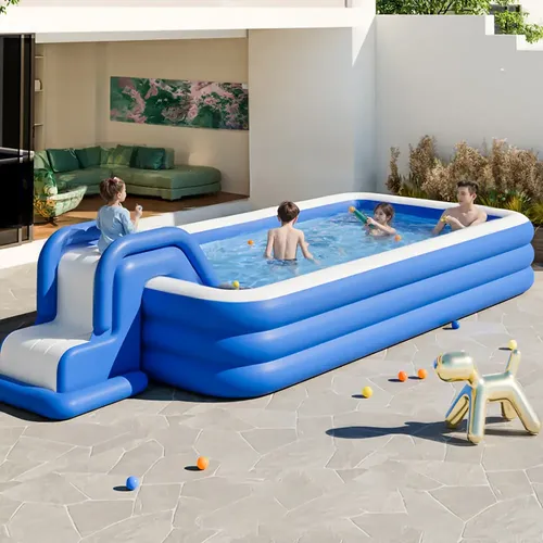 Parque Aquático Inflável Infantil Com Escorregador Azul
