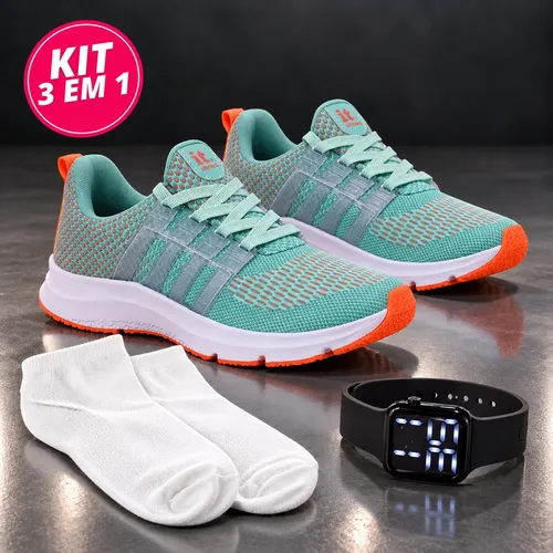 Kit Tenis Feminino Academia + Relógio Digital Led + Meia It Save