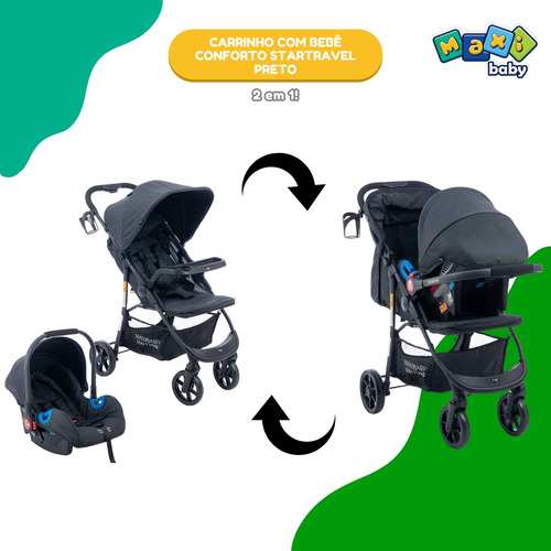 Carrinho De Passeio Com Bebê Conforto Startravel Maxi Baby Cor Preto
