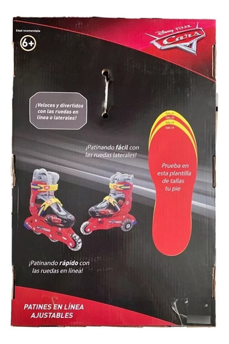 Patines Cars En Línea Ajustables De 18 A 21cm Niños C/freno 18 A La 21 6 Cm Rojo