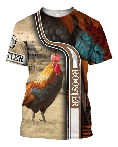 Alm Camiseta Con Estampado 3d De Animales De Cría De Gallos