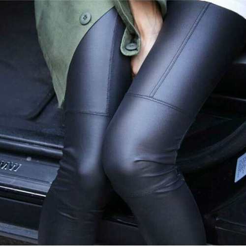 Pantalon De Cuero De Cintura Alta Para Mujer Levanta Pompa