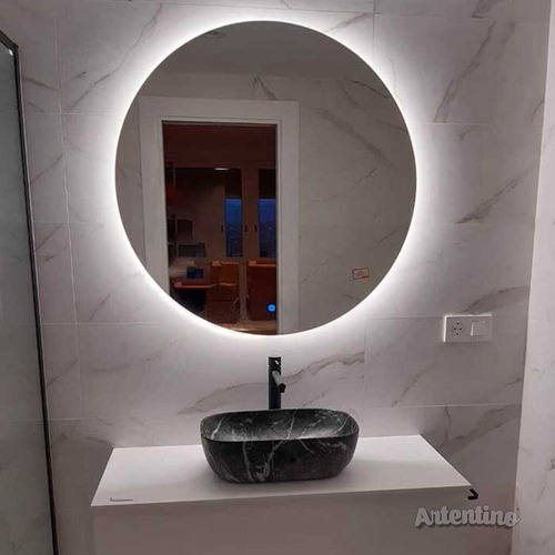Imagen 4 de 9 de Lampara Luz Led Pared Espejo 4mm Baño 80 Cm Redondo Moderno