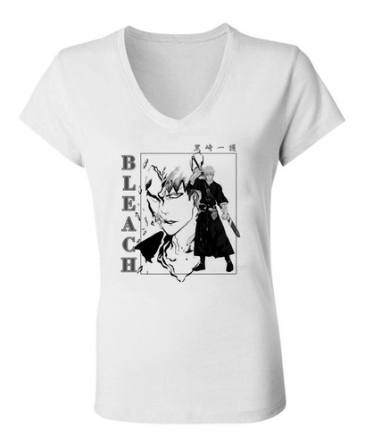 Remera Mujer Bleach Anime Escote V Spun Aesthetic