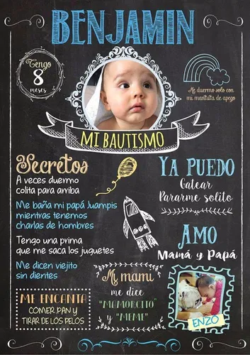 Poster Tipo Pizarra Cumplea os Primer A o Bautismo MercadoLibre