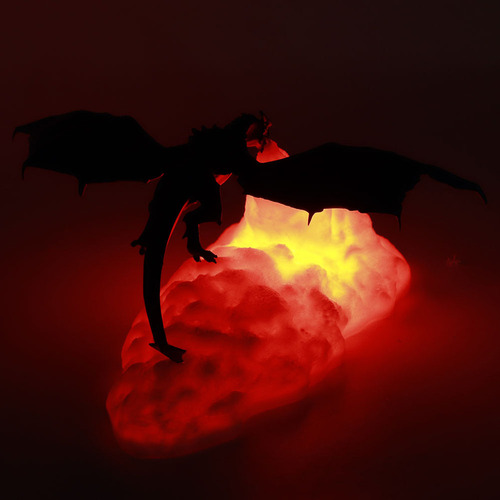 W Lâmpada Noturna De Cabeceira Com Impressão 3d Fire Dragon
