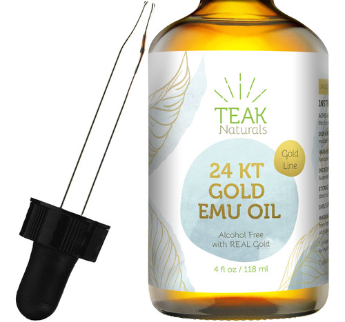 Teak Naturals Aceite De Emu De Oro De 24 Quilates, Aceite De