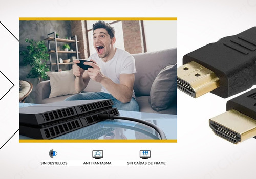 Imagen 5 de 10 de Cable Hdmi 10 Metros Full Hd 4k Doble Filtro V1.4 Dorado Led