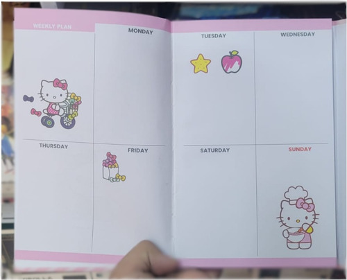 Libreta Planificador Planner Semanal Hello Kitty 96 Hojas Rojo