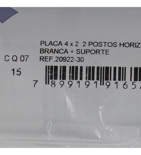Placa 4x2 2 Postos Juntos + Suporte Bc 20922-30 - Simon 20 Cor Branco