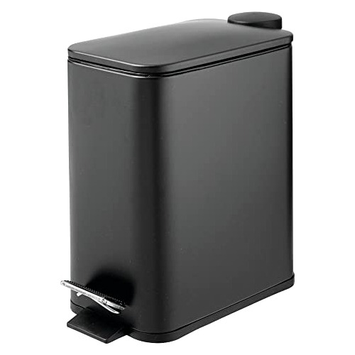 Slim Metal Rectangle 1.3 Gallon Trash Can With Step Ped...