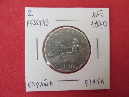Antigua Moneda 2 Pesetas Reino De España Plata Año  1870