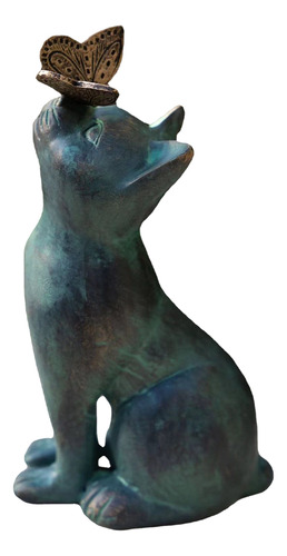 Figura Decorativa De Animal Con Forma De Gato Con Mariposa D