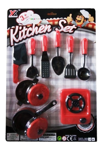 Set De Cocina Utensilios Juguete Ollas Y Estufa 6604