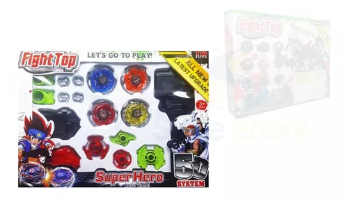 Kit 4 Beyblade Metal Fusion Pião C/super Lançador Brinquedos em