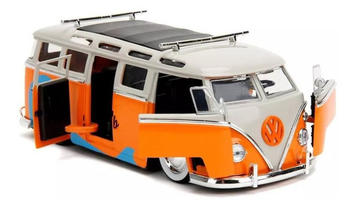 Jada 1:24 1962 Volkswagen Bus Naranja Tabla Surf Caja Color Naranja