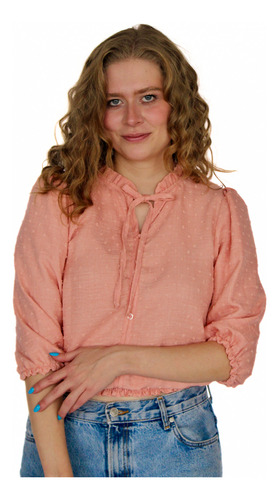 Blusa Dama Manga Larga C/ Detalle En Mangas Y Cuello
