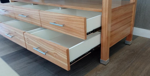 Imagen 7 de 10 de Vanitory 1.50x50 Miel C/seis Cajones Y Mesada C/ Doble Bacha