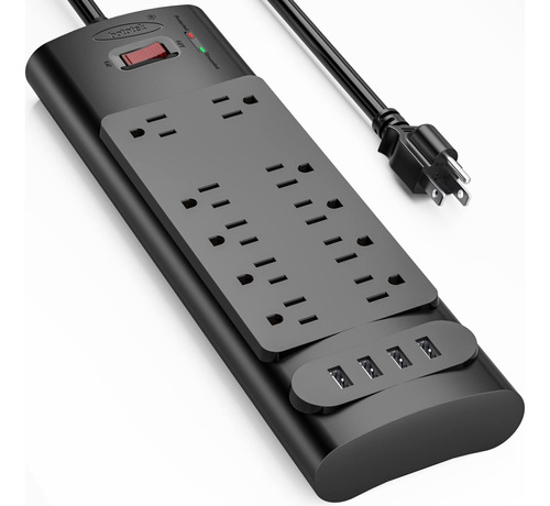 Enchufe Inteligente Marca Bototek/10 Tomas/4 Usb/negro/6 Ft