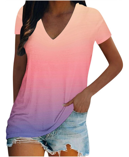 Blusa Verano Para Mujer Moda 2022 Estampado Bloque Color