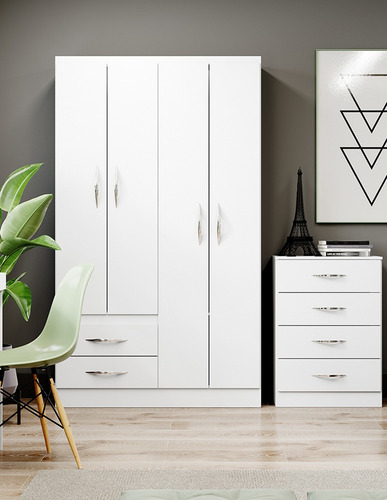 Imagen 4 de 6 de Mueble Ropero Blanco Multicolor 4 Puertas Modelo 2074.01