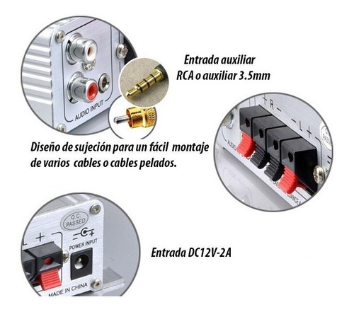 Mini Amplificador Potencia Lepy Lp300 Entrada Audio Rca/aux