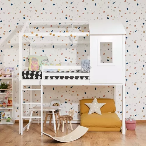 Cama Alta Infantil Montessori Color Blanco Ref Amor