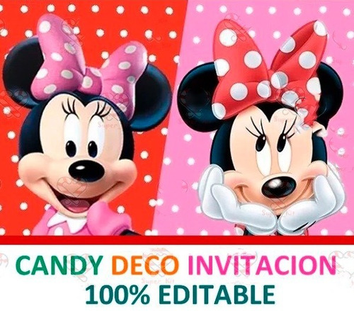 Kit Imprimible Minnie Roja Y Rosa Mouse Mimi Decoracion G39