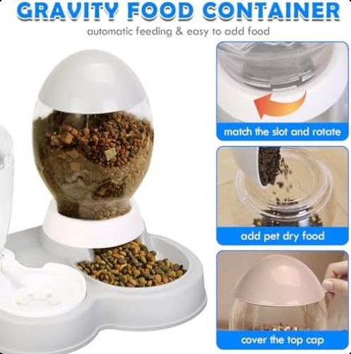 Yecercan Juego De Agua Y Comida Seca Para Gatos Con Alimenta