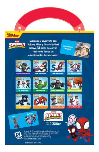 Estuche Con 12 Libritos De Cartón Disney Spidey-pi Kids