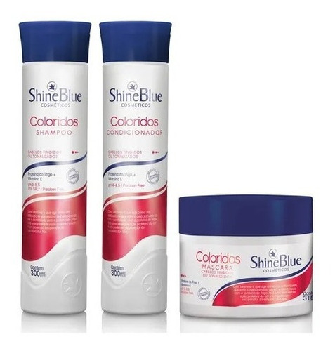 Kit Cabelos Coloridos Shine Blue Shampoo Condicionador Masc