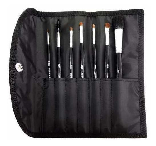 Heburn Profesional Kit 491 Natural 7 Pinceles +portapinceles Color Negro