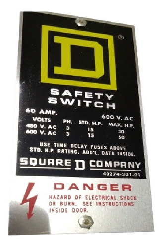 Interruptor De Seguridad T/pesado 3p 60a Mod H362a Mca Sd