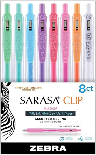Set 8 Colores Lapiz Tinta Gel Zebra Sarasa Milk Color 0,5mm