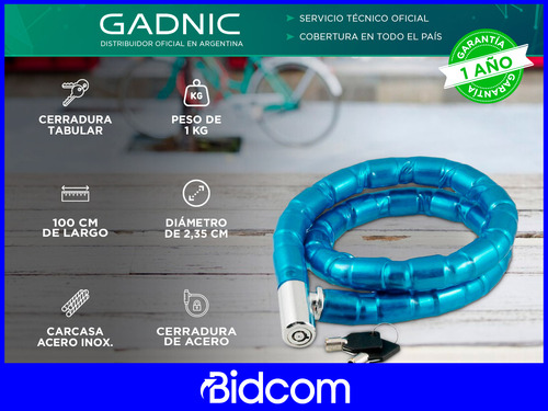 Cadena Linga De Seguridad Gadnic 2 Llaves Antirobo Resistent