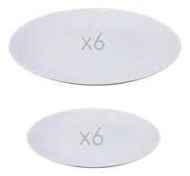 Comprar Vajilla De 6 Platos Playos + 6 Platos De Postre Opalina Color Blanco Milán