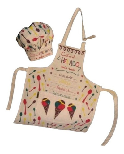 Delantal Cocina Chicos Infantil Divertido Gorro Estampado