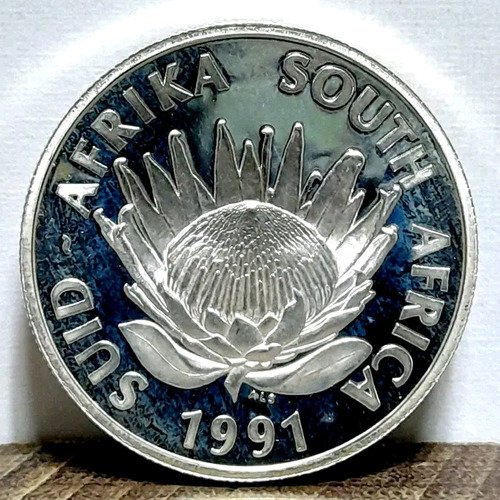   Moneda Sud África Un Rand 1991 , Fuera De Circulación 
